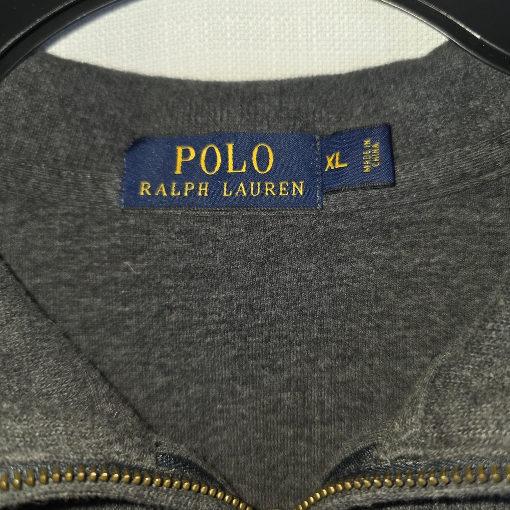 Polo Ralph Lauren Sweater Mens XL Gray 1/4 Zip Mock Neck Cotton Pullover Knit - Picture 2 of 8